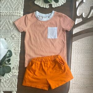 Orange Striped Kids Shirt with Pocket